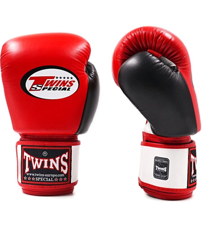 Twins Special BGVL3 Air Flow Leder Boxhandschuhe Rot Weiß Schwarz – Muay Thai & Kickboxen
