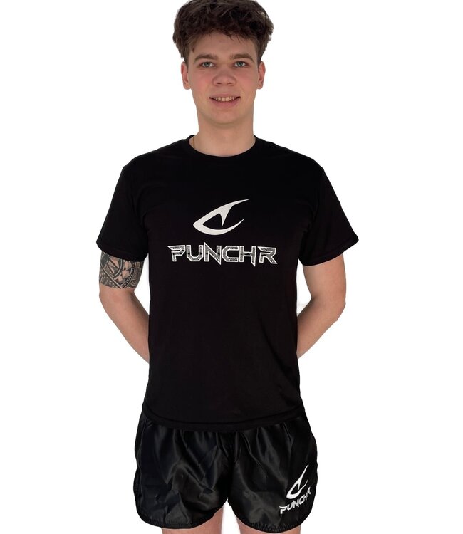 PunchR™ Logo's Sportswear T-Shirt Kids Katoen Zwart Wit