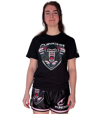 PunchR™  PunchR™ Beast Mode T-Shirt Damen Baumwolle Schwarz Rosa