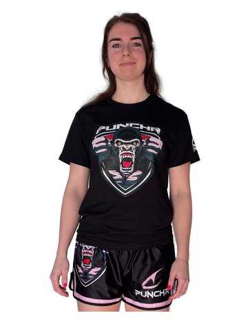 PunchR™  PunchR™ Beast Mode T-shirt Dames Katoen Zwart Roze