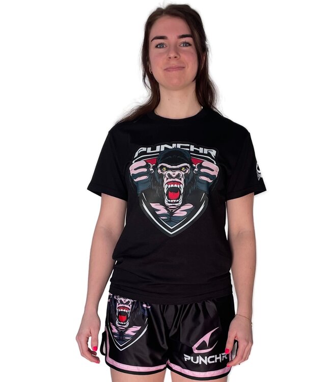 PunchR™ Beast Mode T-shirt Dames Katoen Zwart Roze
