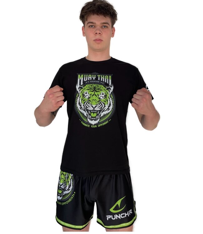 PunchR™  PunchR™ Dominate Tiger T-Shirt Baumwolle Schwarz Grün