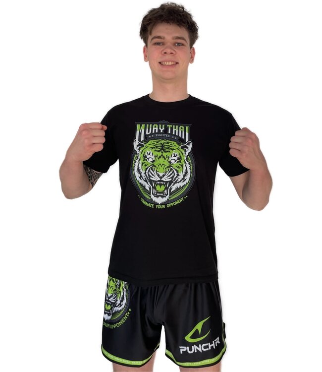 PunchR™  PunchR™ Dominate Tiger T-Shirt Kinder Baumwolle Schwarz Grün