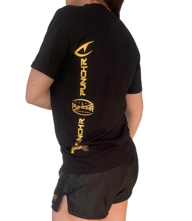 PunchR™ Logos Sportswear T-Shirt Baumwolle Schwarz Gold