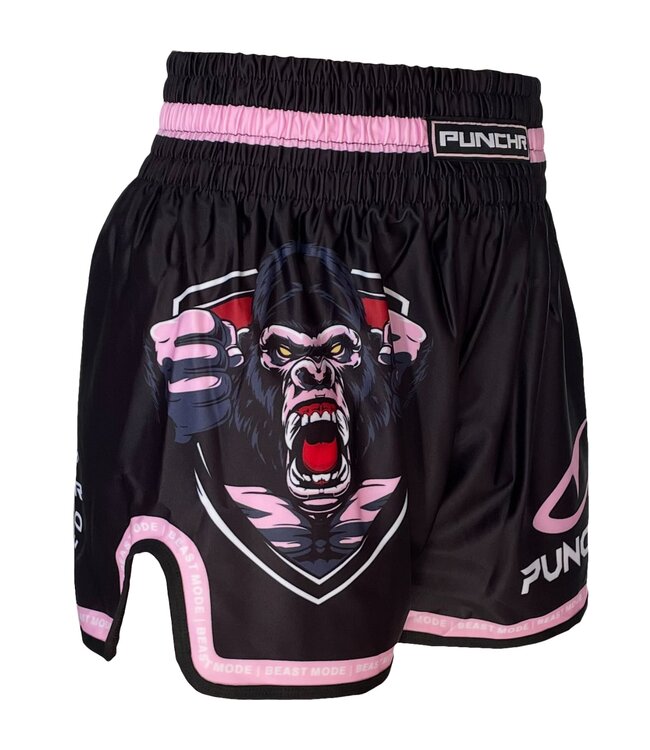 PunchR™ Beast Mode Muay Thai Fight Short Black Pink