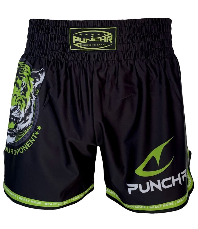 PunchR™ Dominate Tiger Muay Thai Fight Short Zwart Groen