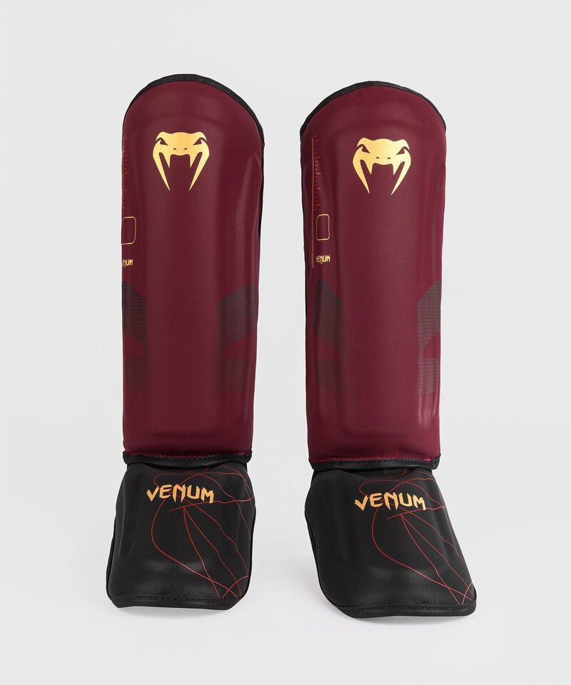 Venum Venum Tactical XT Kickboxing Shinguards Burgundy Black Gold