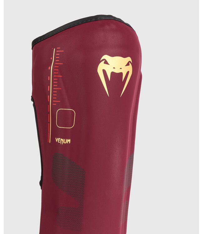 Venum Tactical XT Kickboxing Shinguards Burgundy Black Gold