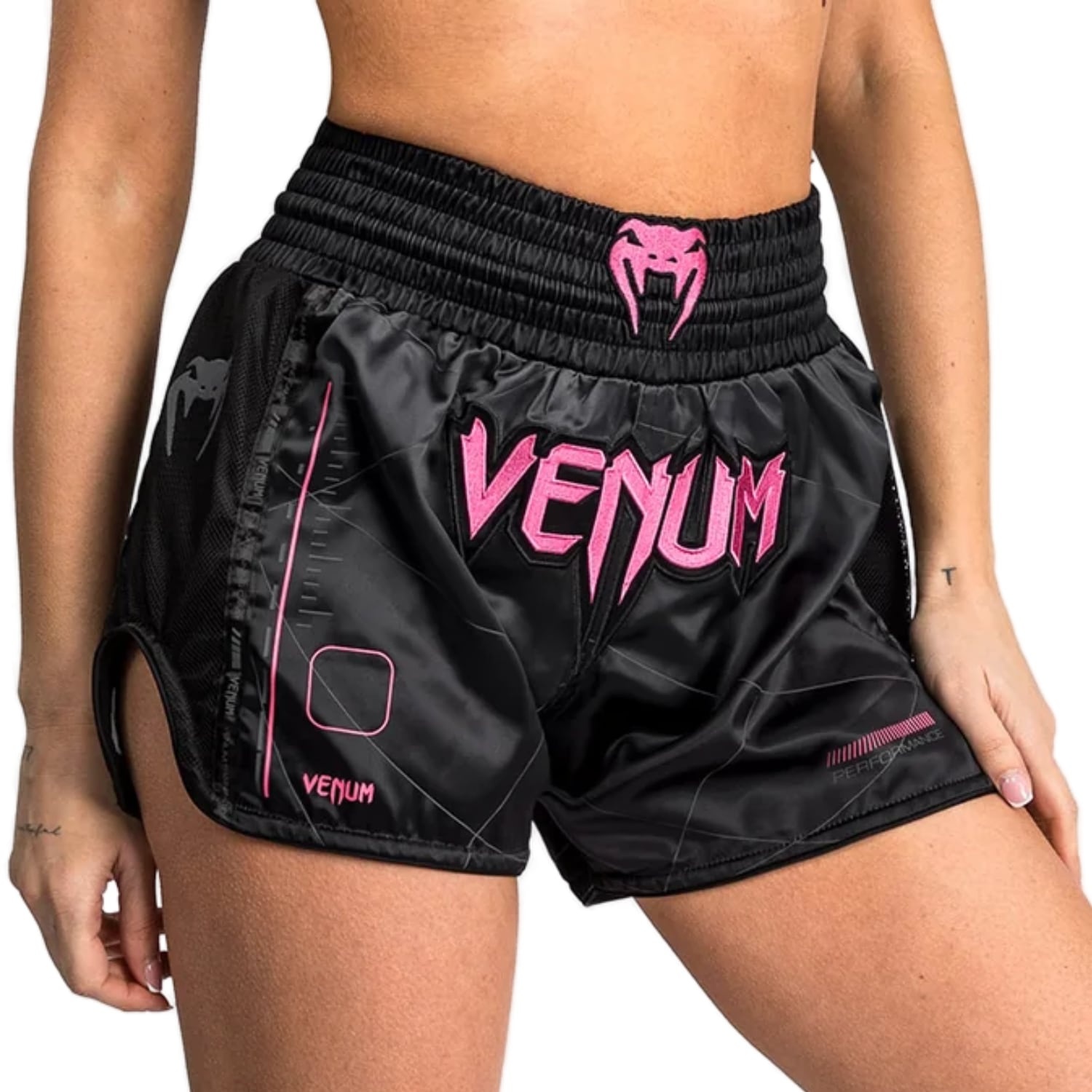 Short Muay Thai Unisexe Anotherboxer - Pour Boxe, MMA, Kickboxing - Taille élastique Noir/blanc - Tailles XS à 3XL