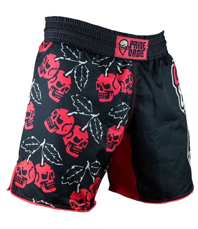 PRiDEorDiE Fightshorts Cherry Choke Black Red
