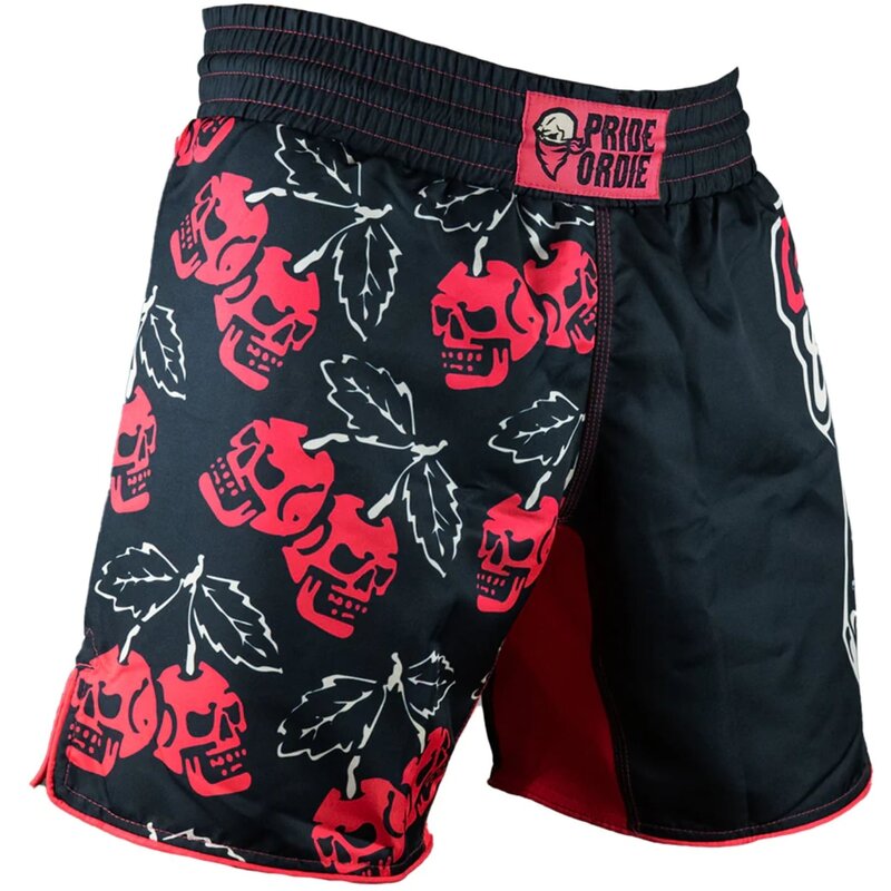 Pride or Die PRiDEorDiE Fightshorts Cherry Choke Zwart