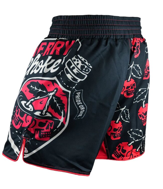 PRiDEorDiE Fightshorts Cherry Choke Zwart