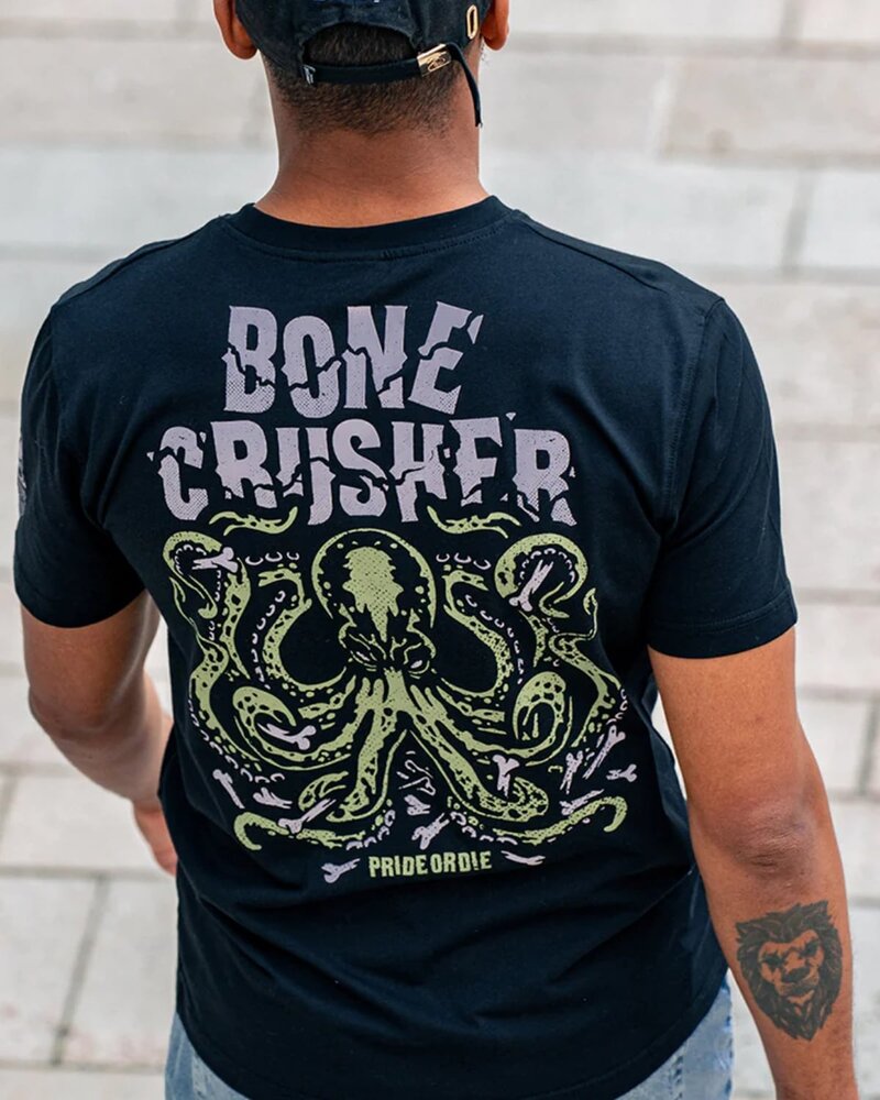 Pride or Die PRiDEorDiE BONE CRUSHER V.2 T-shirt Zwart