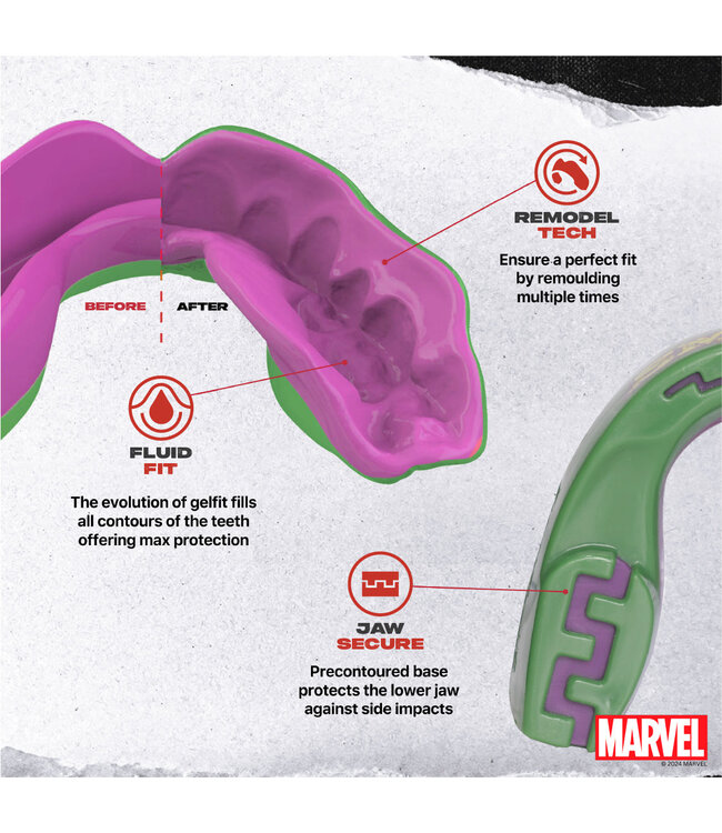 SAFEJAWZ Marvel The Hulk Mondbitje Volwassenen