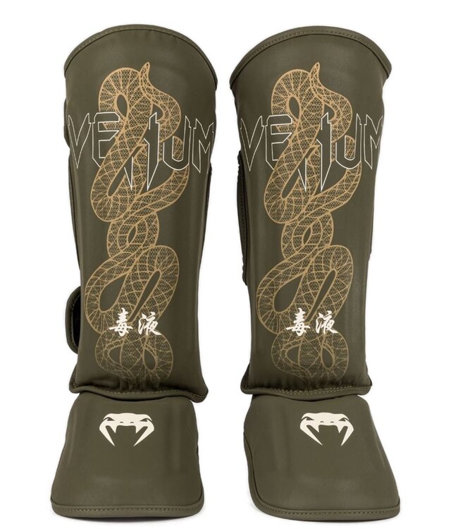 Venum Serpenti Shin Guards Khaki Bronze Ivory