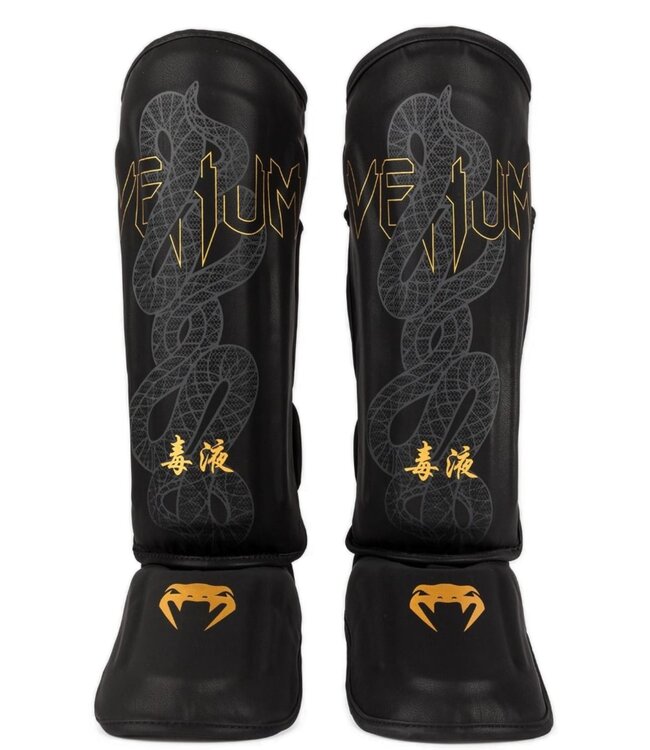 Venum Serpenti Shin Guards Black Silver Gold
