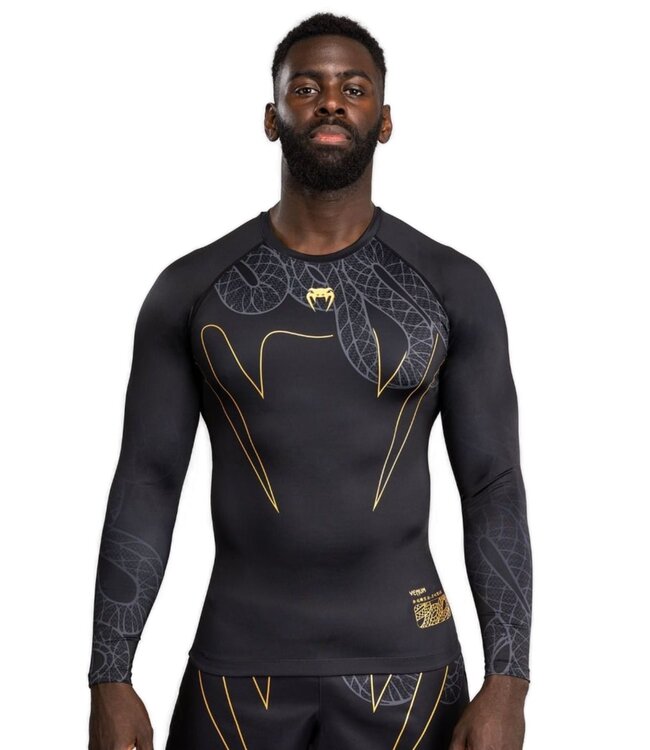 Venum Serpenti Rashguards L/S Black Silver Gold