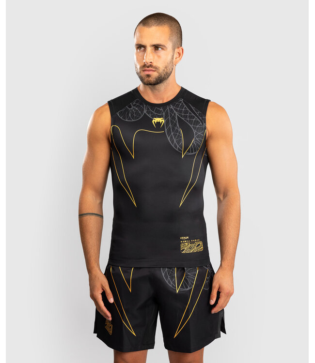 Venum Serpenti Sleeveless  Rash Guard Black Silver Gold
