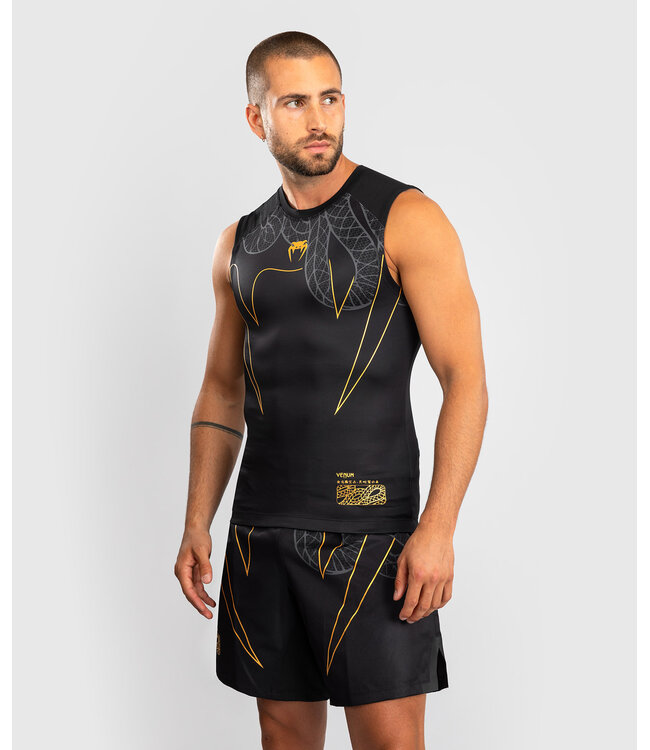 Venum Serpenti Sleeveless  Rash Guard Black Silver Gold