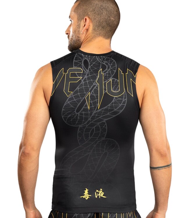 Venum Serpenti Sleeveless  Rash Guard Black Silver Gold