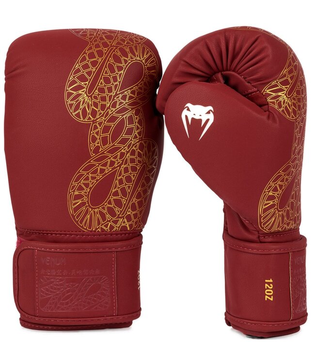 Venum Serpenti Boxhandschuhe Burgunder Rot Gold
