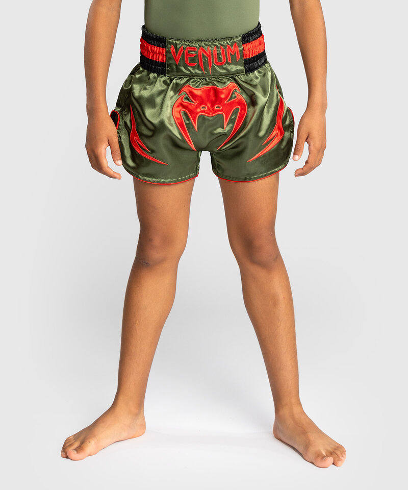 Venum Venum Inferno Kids Kickboks Muay Thai Shorts Legergroen Oranje