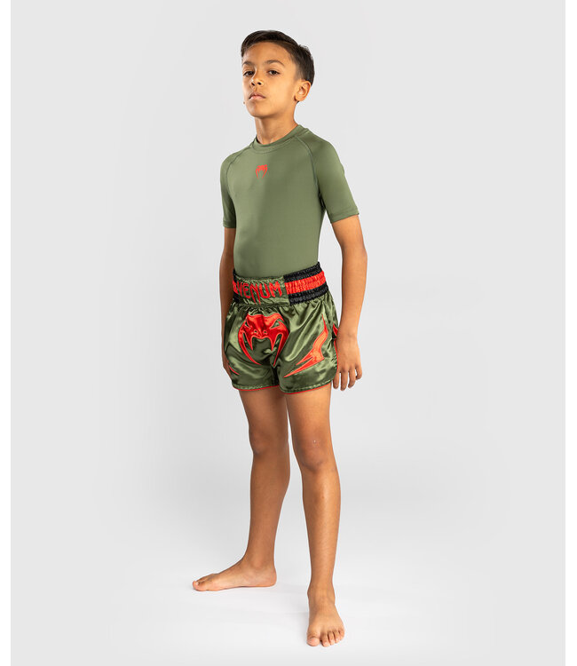 Venum Inferno Kickbox Muay Thai Shorts Kinder Armee Grün Orange