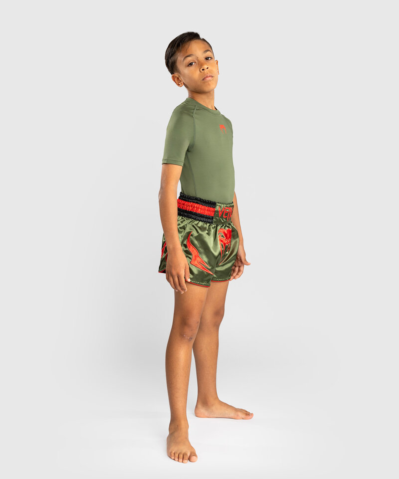 Venum Venum Inferno Kids Kickboks Muay Thai Shorts Legergroen Oranje