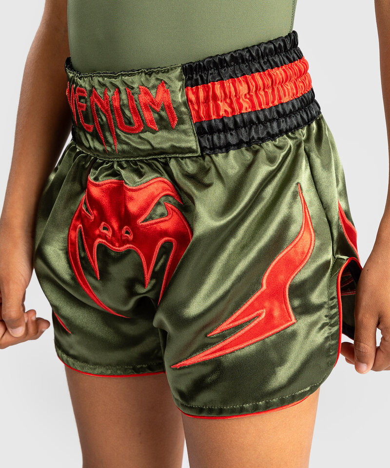 Venum Venum Inferno Kids Kickboks Muay Thai Shorts Legergroen Oranje