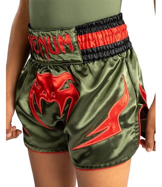 Venum Venum Inferno Kids Kickboxing Muay Thai Shorts Army Green Orange