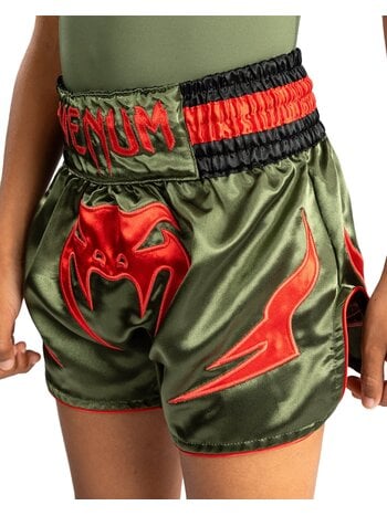 Venum Venum Inferno Kids Kickboks Muay Thai Shorts Legergroen Oranje