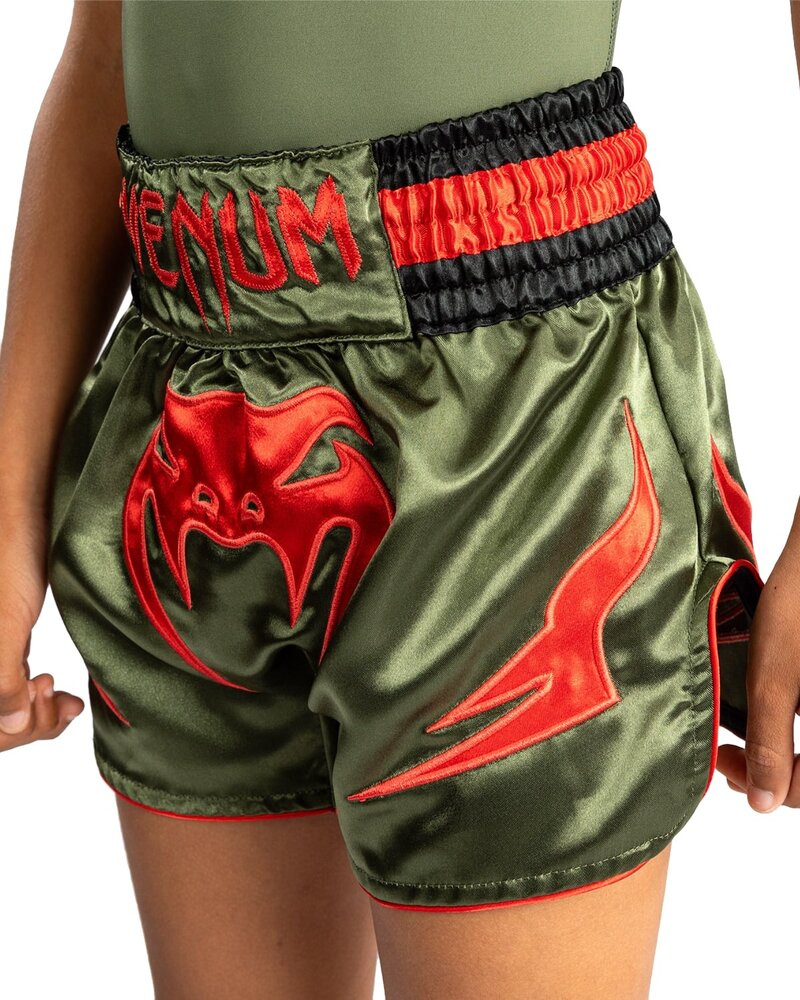 Venum Venum Inferno Kids Kickboks Muay Thai Shorts Legergroen Oranje