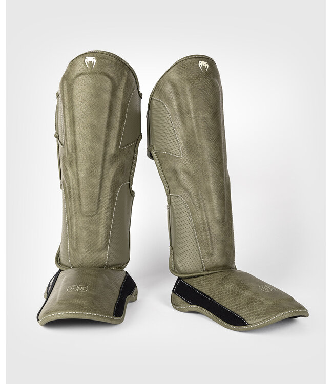 Venum Impact Evo Scales Muay Thai Shinguards Army Green