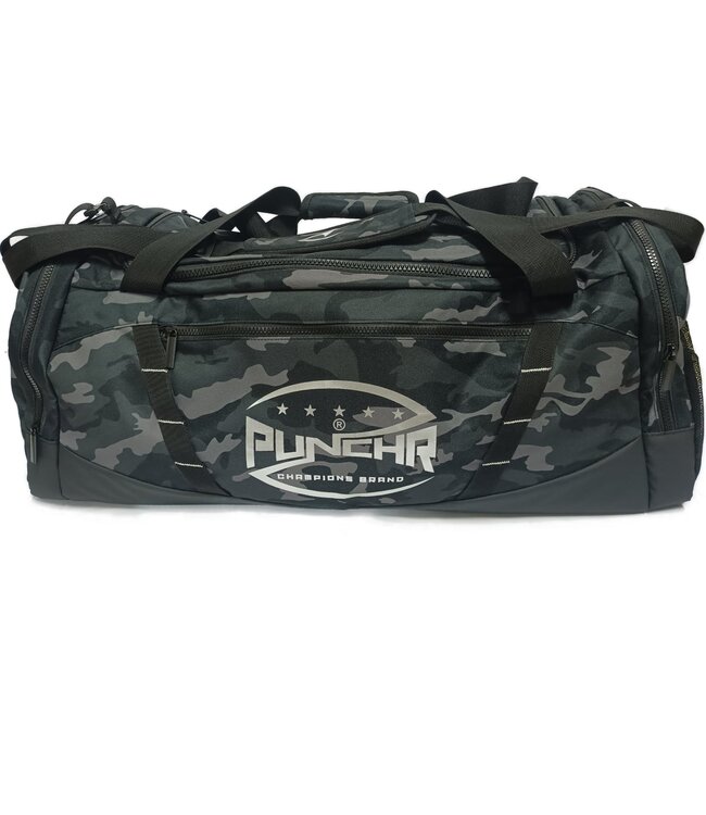 PunchR No Limits Duffel Sporttas 40L – Camo/Zilver – Voor Kickboksen & Kinderen
