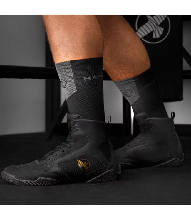 Hayabusa Pro Boxing Shoes Black – Lightweight Mid‑Cut Footwear with Grip, Stability & Breathable Mesh