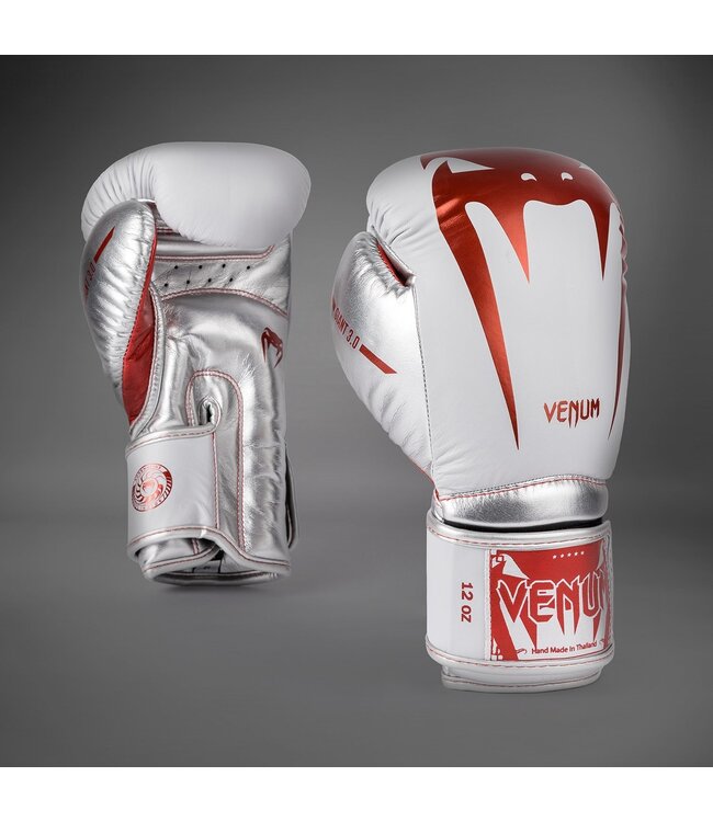 Venum Boxhandschuhe Giant 3.0 Leder Weiß Rot Silber