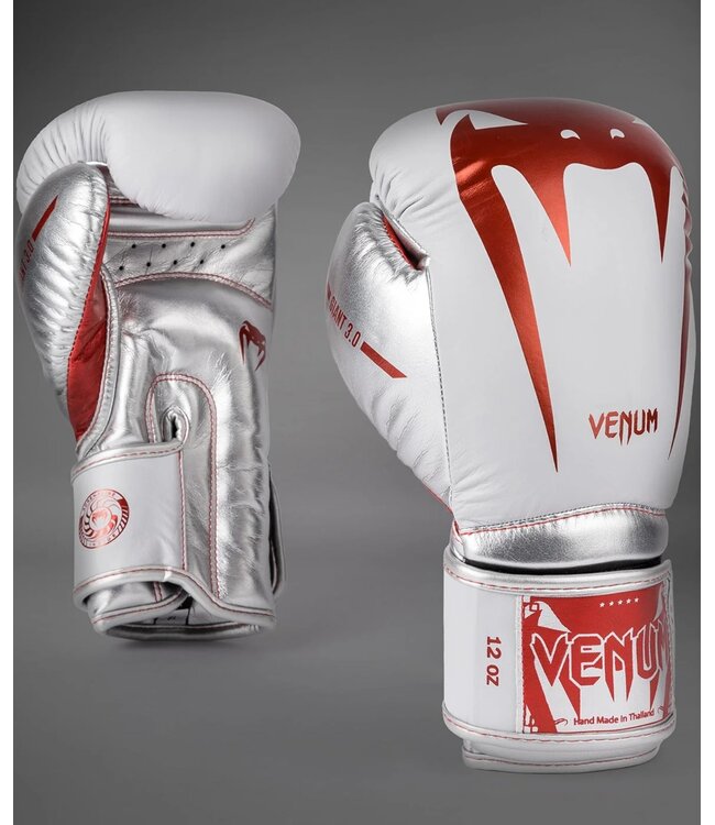 Venum Boxhandschuhe Giant 3.0 Leder Weiß Rot Silber