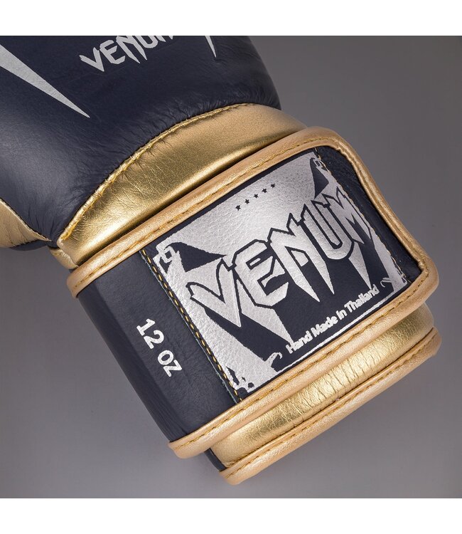 Venum Boxing Gloves Giant 3.0 Leather Navy Blue Gold Silver