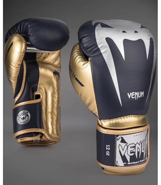 Venum Boxhandschuhe Giant 3.0 Leder Marineblau Gold Silber