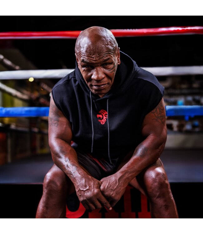 Venum x Mike Tyson Tiger Sleeveless Hoodie – Tiefschwarz/Intensivrot für Boxen, Kickboxen & Fitness