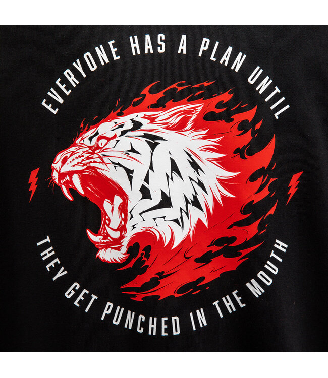 Venum x Mike Tyson Tiger Sleeveless Hoodie – Tiefschwarz/Intensivrot für Boxen, Kickboxen & Fitness