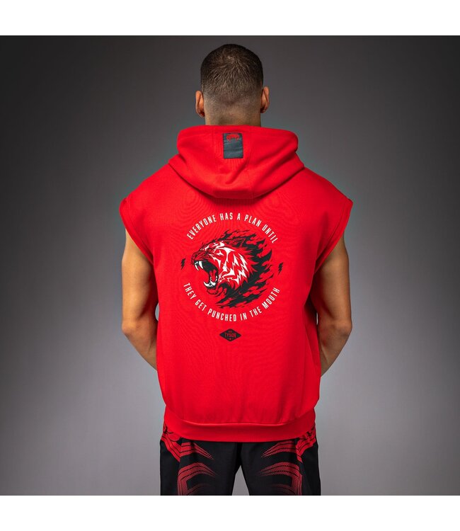 Venum x Mike Tyson Tiger Sleeveless Hoodie – Intensivrot/Tiefschwarz für Boxen, Kickboxen & Fitness
