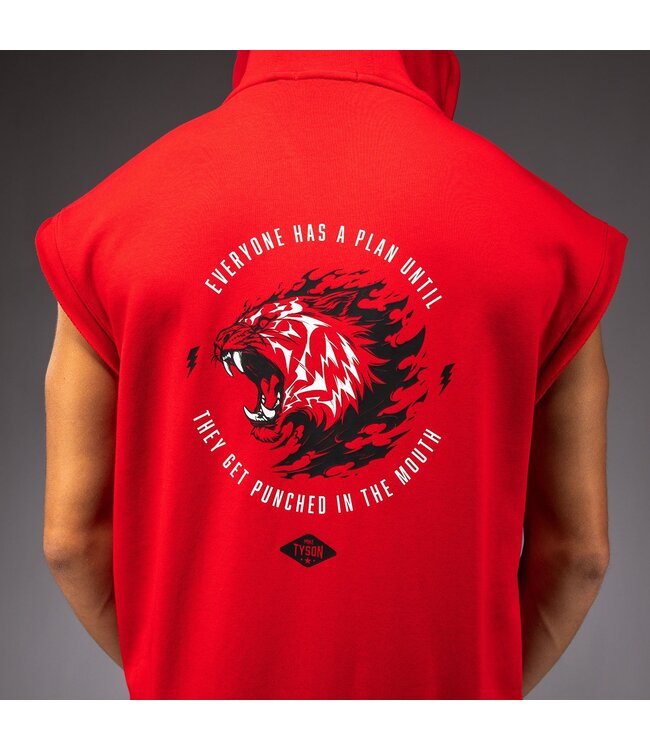 Venum x Mike Tyson Tiger Sleeveless Hoodie Intense Red Deep Black