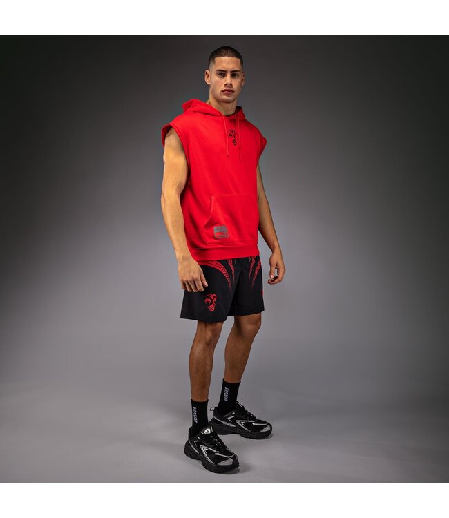 Venum x Mike Tyson Tiger Sleeveless Hoodie – Intensivrot/Tiefschwarz für Boxen, Kickboxen & Fitness