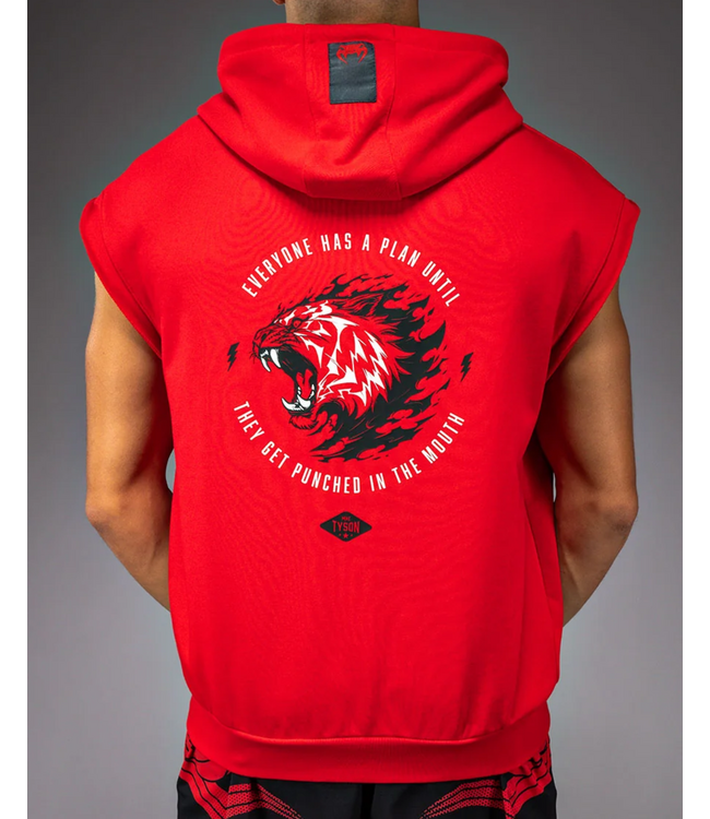 Venum x Mike Tyson Tiger Sleeveless Hoodie – Intensivrot/Tiefschwarz für Boxen, Kickboxen & Fitness