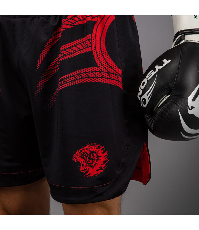 Venum x Mike Tyson Tiger Boxing Shorts Deep Black Intense Red