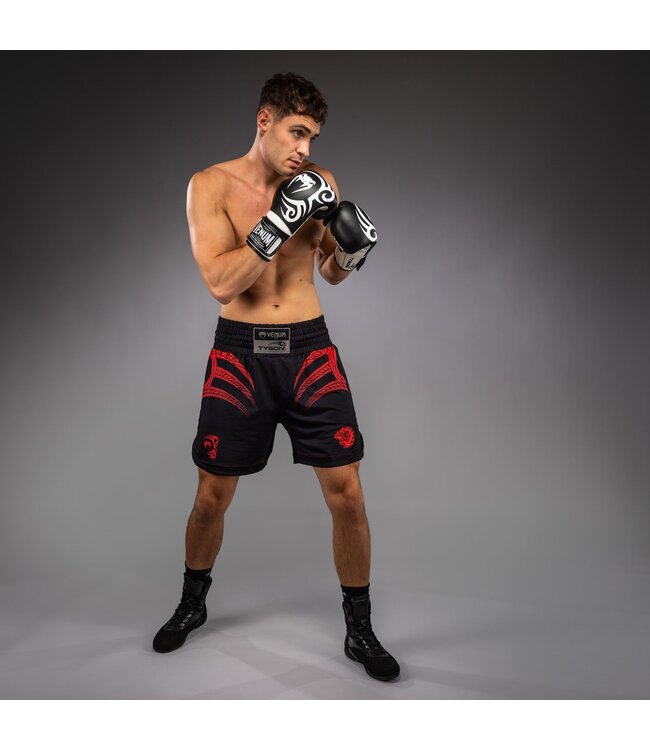 Venum x Mike Tyson Tiger Boxing Shorts Deep Black Intense Red