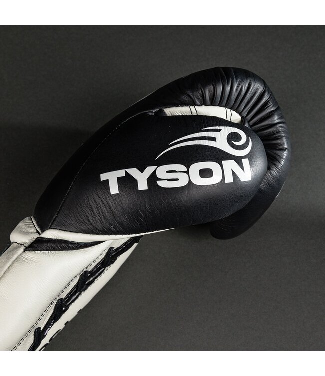 Venum Giant 2.0 Mike Tyson Pro Boxhandschuhe mit Schnürung – Tiefschwarz/Optisches Weiß