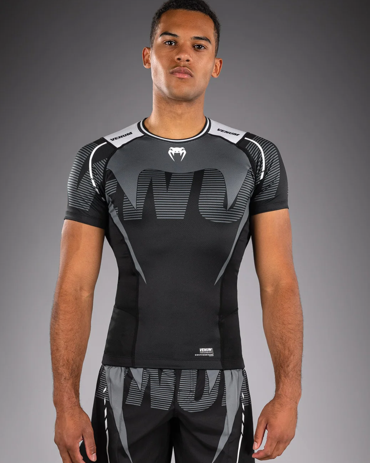 Venum Adrenaline Rash Guards Black Silver Grey - Fightwear Shop - Europe