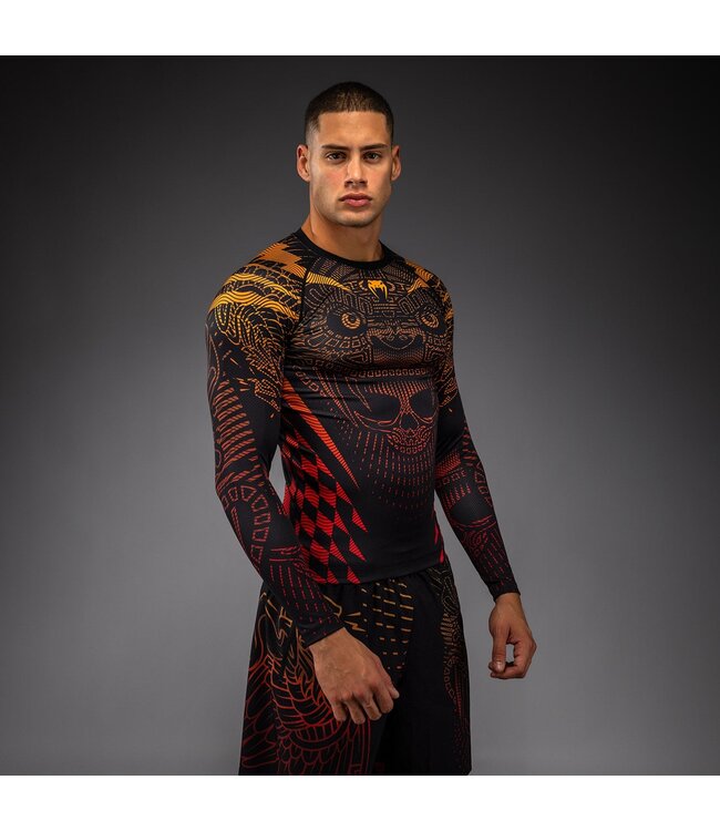 Venum Quetzal Fury Langarm-Rashguard Schwarz Fury Rot Tangerine